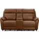 Corry Simon Saddle Leather 77" Power Reclining Console Loveseat with Power Lumbar and USB Charging