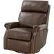 Crews Ashford Walnut Leather Swivel Glider Recliner with Nailhead Trim