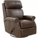 Crews Ashford Walnut Leather Swivel Glider Recliner with Nailhead Trim