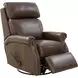 Crews Ashford Walnut Leather Swivel Glider Recliner with Nailhead Trim