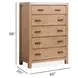 Plum Creek Sierra Brown and White 5 Drawer Marble Top Chest