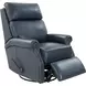 Crews Barone Navy Blue Leather Swivel Glider Recliner with Nailhead Trim