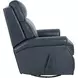 Crews Barone Navy Blue Leather Swivel Glider Recliner with Nailhead Trim