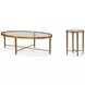 Logan Glass And Warm Gold Leaf Brass Oval Occasional Table Set