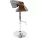 Curvo Walnut And Light Gray Adjustable Swivel Bar Stool Set of 2