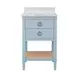 Cutler Matte Light Blue Lacquer Carrera Marble Top 24" Bath Vanity