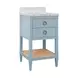Cutler Matte Light Blue Lacquer Carrera Marble Top 24" Bath Vanity