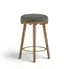 Oodle Green and Light Walnut Performance Vegan Mohair Upholstered Counter Height Stool