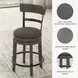 Caitbrook Gray Upholstered Swivel Bar Stool
