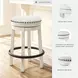 Valebeck Beige And White Swivel Counter Height Stool