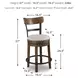 Valebeck Brown Upholstered Swivel Counter Height Stool