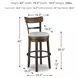 Valebeck Brown Tall Upholstered Swivel Bar Stool