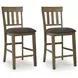 Broxtyn Light Brown Upholstered Bar Stool Set of 2