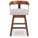 Ralene Gray Upholstered Swivel Bar Stool Set of 2