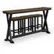 Wildenauer Deep Brown and Satin Black 4 Piece Counter Height Dining Set with USB Charging