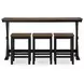 Wildenauer Deep Brown and Satin Black 4 Piece Counter Height Dining Set with USB Charging