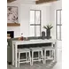 Robbinsdale Antique White and Light Gray Upholstered 4 Piece Counter Height Dining Set with USB Charging and Nailhead Trim