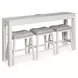 Robbinsdale Antique White and Light Gray Upholstered 4 Piece Counter Height Dining Set with USB Charging and Nailhead Trim