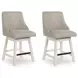 Robbinsdale Light Gray Upholstered Swivel Bar Stool Set of 2