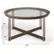 Kingsmere Walnut and Tarnished Silver Round Glass Top Cocktail Table
