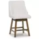 Cabalynn Oatmeal Performance Fabric Upholstered Swivel Bar Stool Set of 2