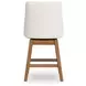Cabalynn Oatmeal Performance Fabric Upholstered Swivel Bar Stool Set of 2