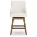 Cabalynn Oatmeal Performance Fabric Upholstered Swivel Bar Stool Set of 2
