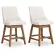 Cabalynn Oatmeal Performance Fabric Upholstered Swivel Bar Stool Set of 2