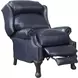 Danbury Shoreham Blue Leather Push Thru The Arms Recliner with Nailhead Trim