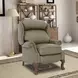Danbury Oasis Olive Leather Push Thru The Arms Recliner with Nailhead Trim