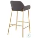 Daniella Charcoal Fabric And Gold Metal Bar Stool Set of 2