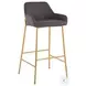 Daniella Charcoal Fabric And Gold Metal Bar Stool Set of 2
