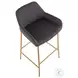 Daniella Charcoal Fabric And Gold Metal Bar Stool Set of 2