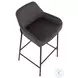 Daniella Charcoal Fabric And Black Metal Bar Stool Set of 2