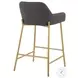 Daniella Charcoal Fabric And Gold Metal Counter Height Stool Set of 2