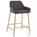 Daniella Charcoal Fabric And Gold Metal Counter Height Stool Set of 2