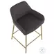 Daniella Charcoal Fabric And Gold Metal Counter Height Stool Set of 2