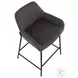 Daniella Charcoal Fabric And Black Metal Counter Height Stool Set of 2