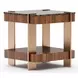 Altura Smoked Walnut and Champagne Gold Square Stone Top Side Table