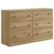 Vega Natural Oak Melamine 6 Drawer Dresser