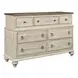 Homestead Pine Cornsilk 7 Drawer Wellington Dresser with Rectangular Mirror