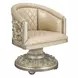 Sorina Antique Gold Upholstered Arm Chair with Nailhead Trim
