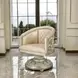 Sorina Antique Gold Upholstered Arm Chair with Nailhead Trim