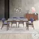 Bevis Blue Fabric and Walnut Side Chair Set of 2