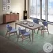 Bevis Blue Fabric and Walnut Side Chair Set of 2