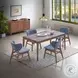 Bevis Blue Fabric and Walnut Side Chair Set of 2