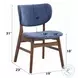 Bevis Blue Fabric and Walnut Side Chair Set of 2