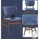 Bevis Blue Fabric and Walnut Side Chair Set of 2