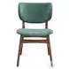 Bevis Green Fabric and Walnut Side Chair Set of 2