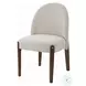 Gamarya Beige Chenille and Dark Oak Side Chair Set of 2